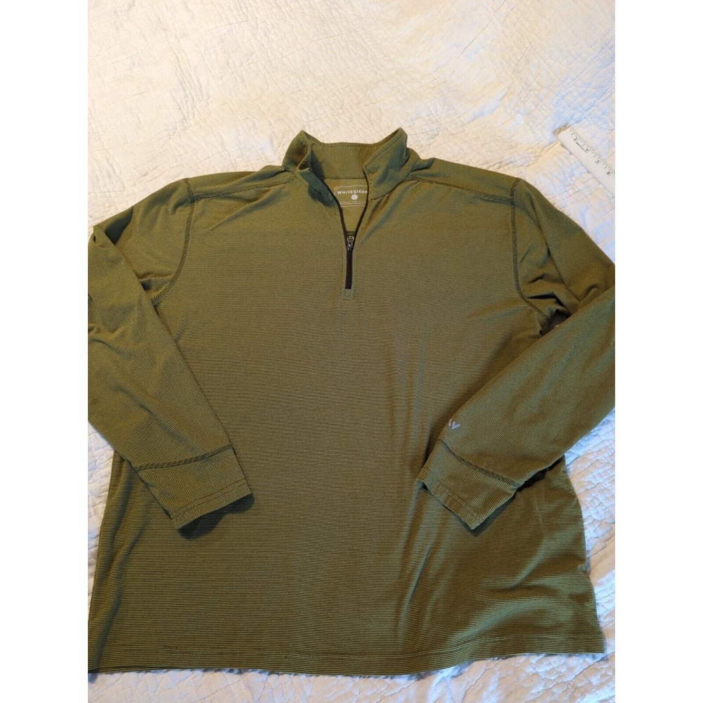 White Sierra Men's 1/4 Zip XL Long Sleeve Pullover Striped Green Stretchy Soft
